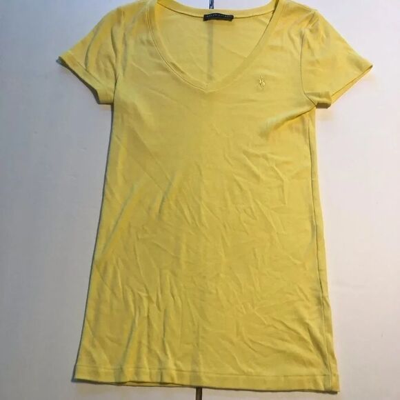 Ralph Lauren Tops - Ralph Lauren Yellow Short Sleeve V-Neck T-shirt Size Small